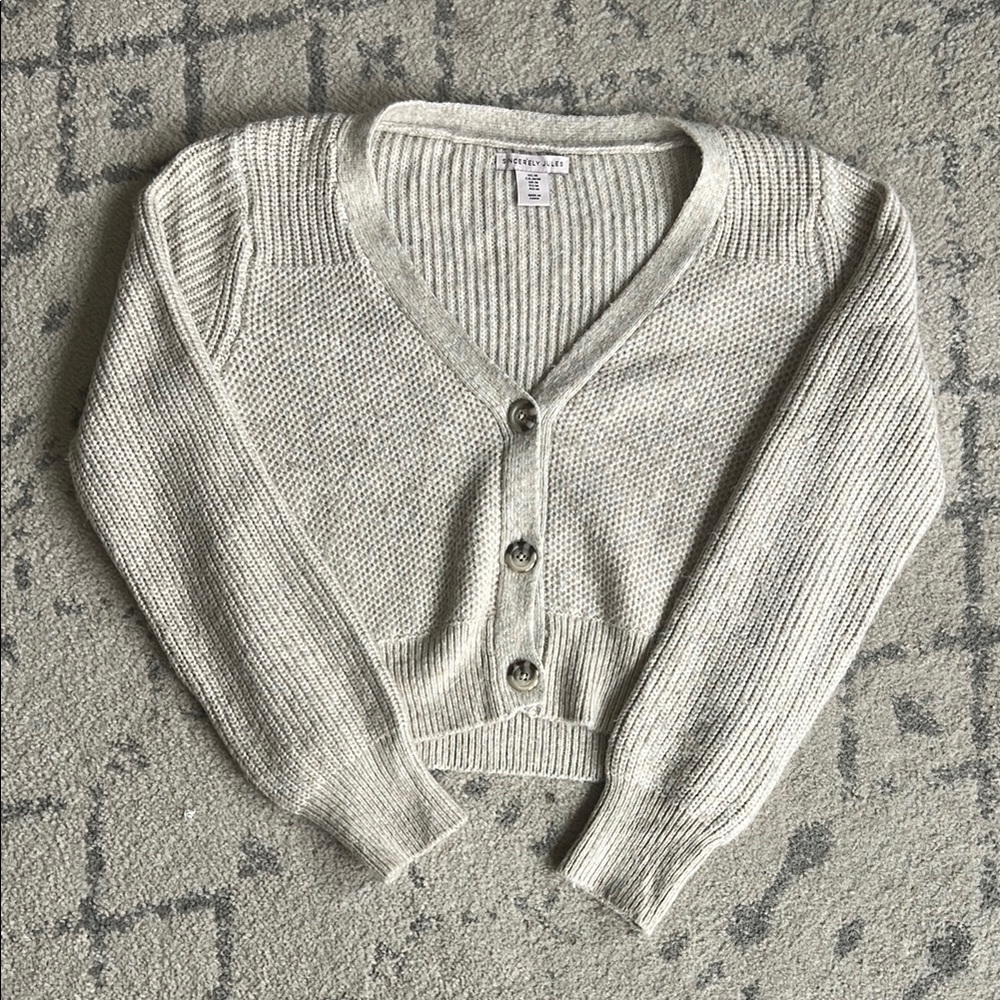 Sincerely Jules Cream Cropped Cardigan Sweater